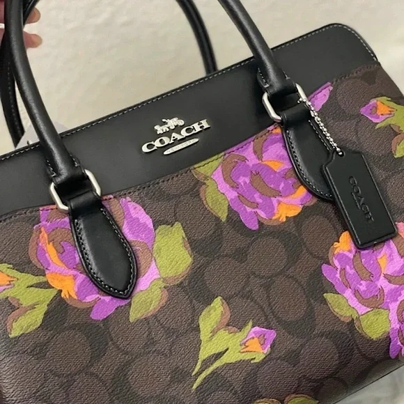 COACH Darcie Carryall in Signature Rose Print CL466 Authentic NEW!!